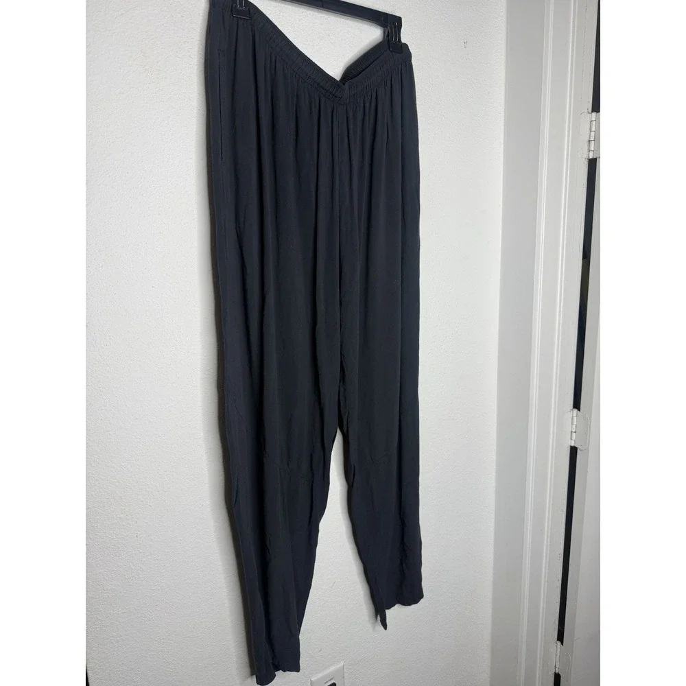 Jams World Vintage Black Rayon Pants Womens XL Elastic Waist Pull On Hawaii